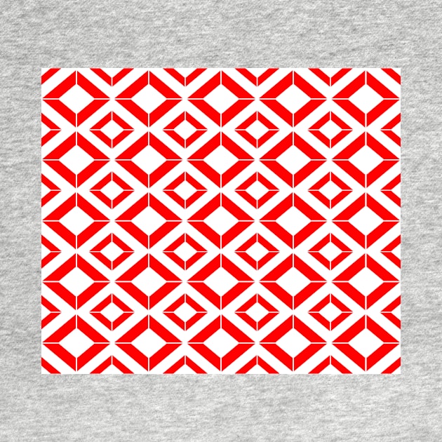 Abstract geometric pattern - red and white. by kerens